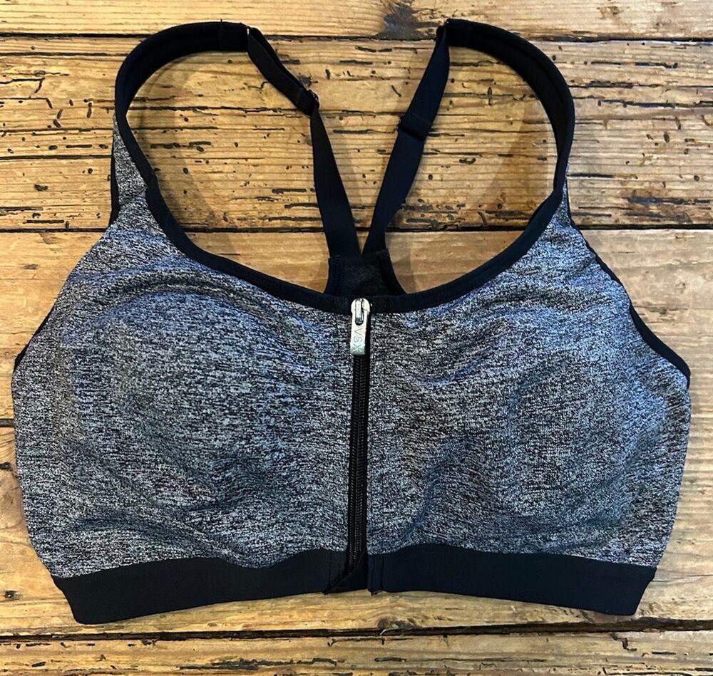 Victoria Secret Sport Women’s Size 34D Sports Bra Gray Full Zip Adjustable NWOT
